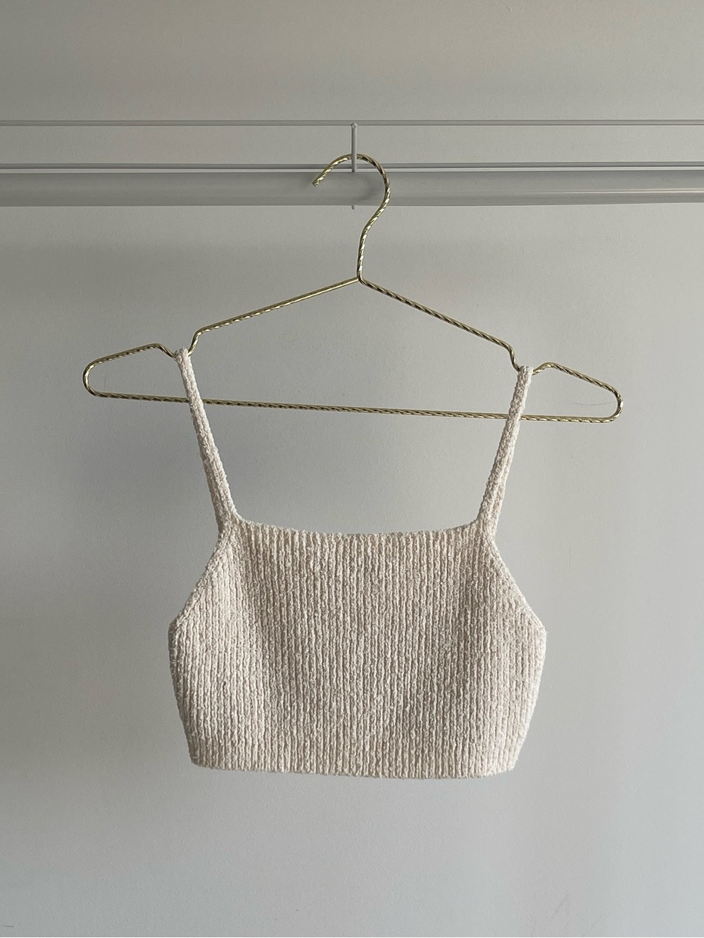 Zara Cream Textured Cropped Camisole